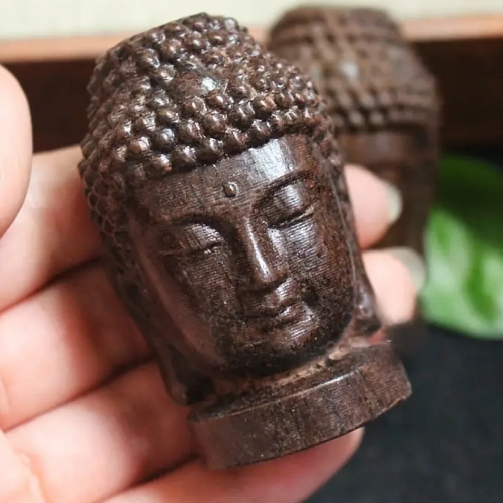 Collectible 1 carved Ebony wood face of Buddha - Picture 2 of 7